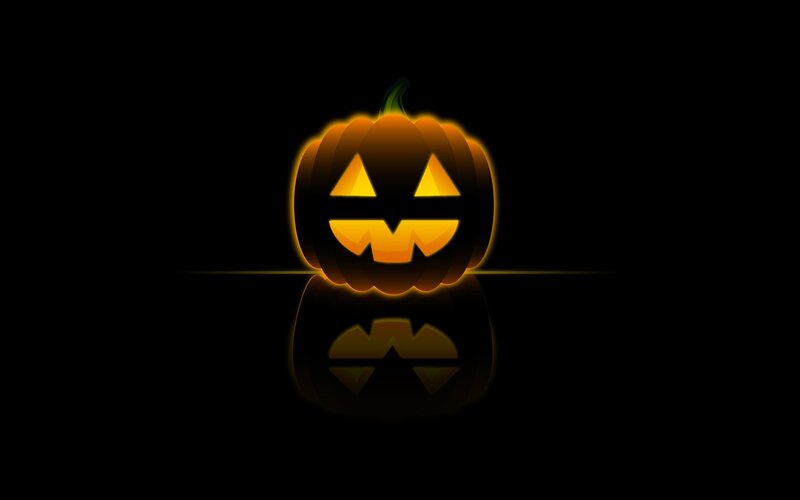 Glowing Jack-o-lantern — Black, Spooky, Night