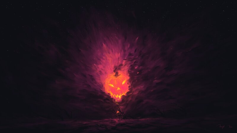 Glowing Jack-o-lantern — Purple