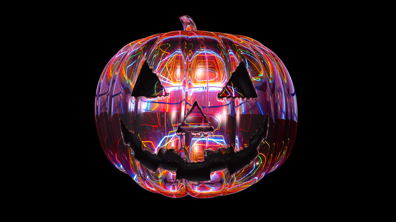 Glowing Jack-o-lantern — Red, Futuristic