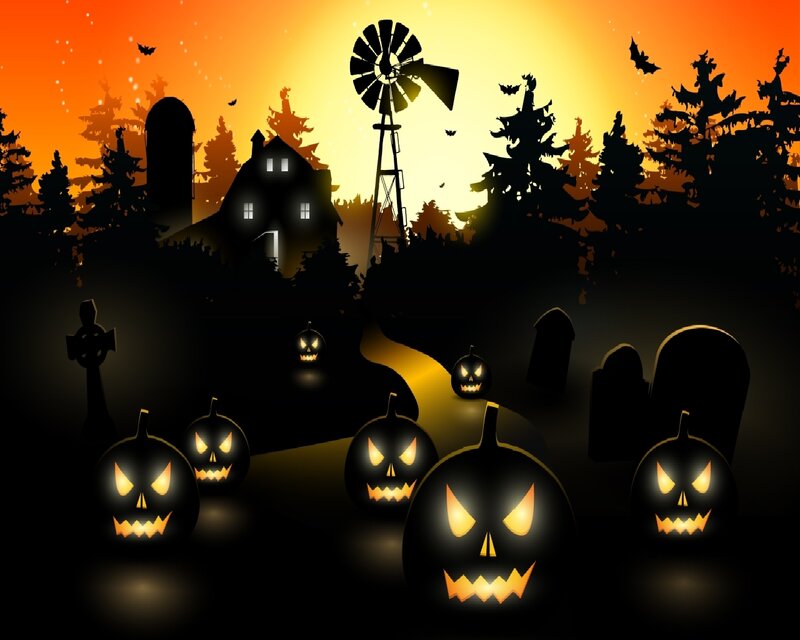 Glowing Jack-o'-lanterns — Orange, Spooky