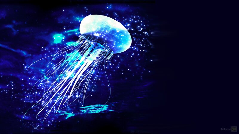 Glowing Jellyfish — Blue, Cosmic