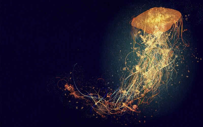 Glowing Jellyfish — Blue, Serene
