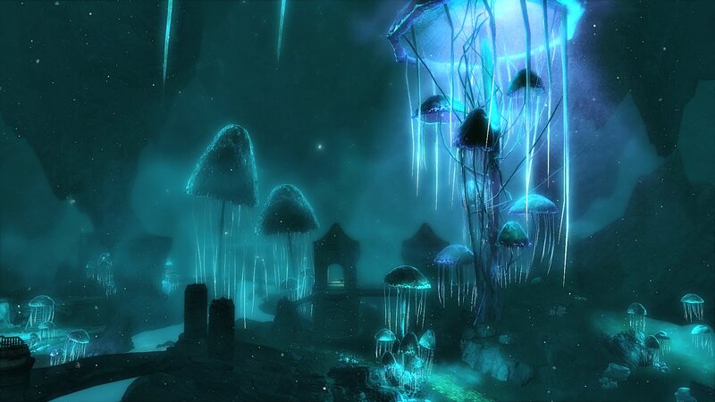 glowing jellyfish cave