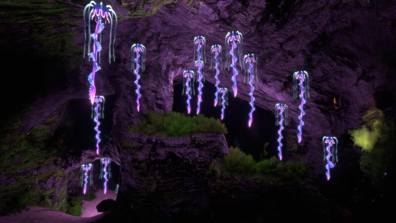 Glowing Jellyfish in Cave — Purple