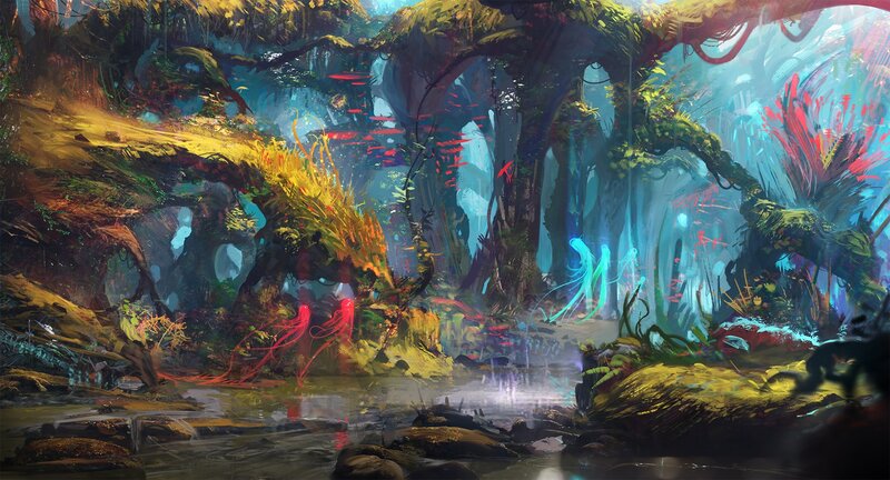 Glowing Jellyfish in Forest