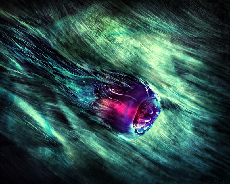 glowing jellyfish in motion