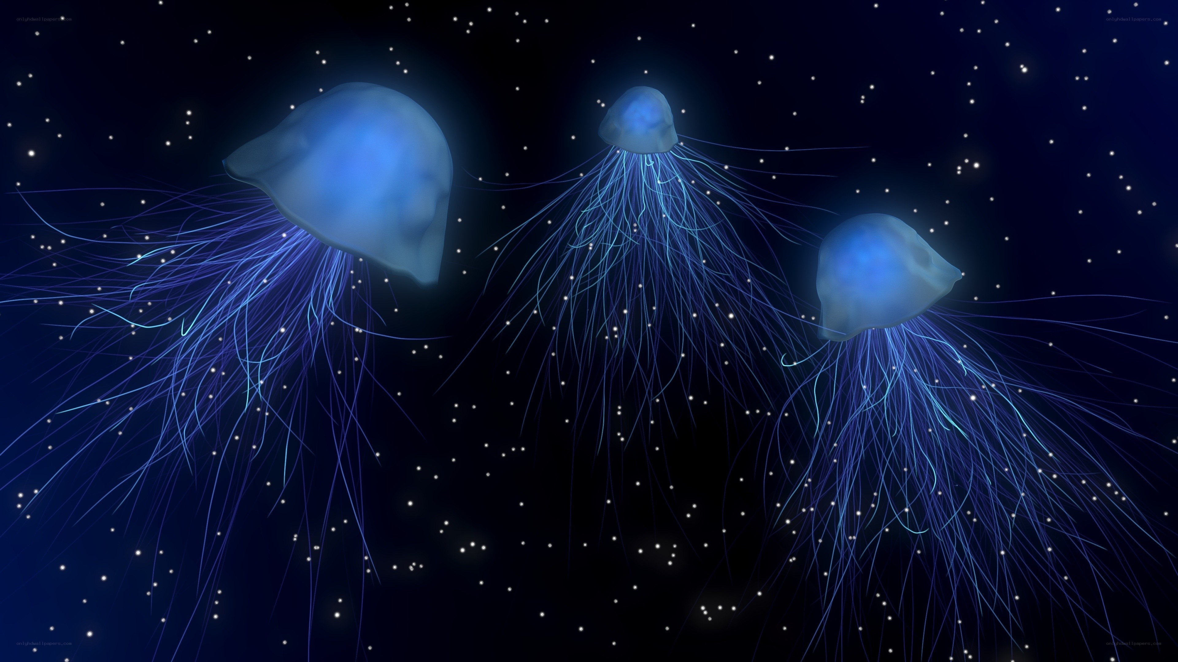 glowing jellyfish in space
