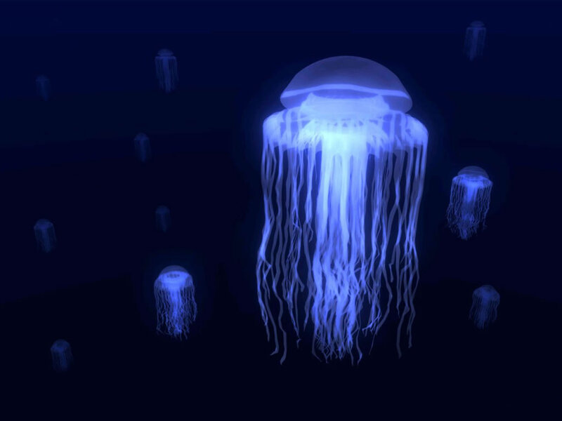 Glowing Jellyfish in Water — Blue, Serene