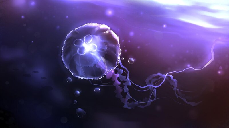 Glowing Jellyfish in Water — Purple, Serene
