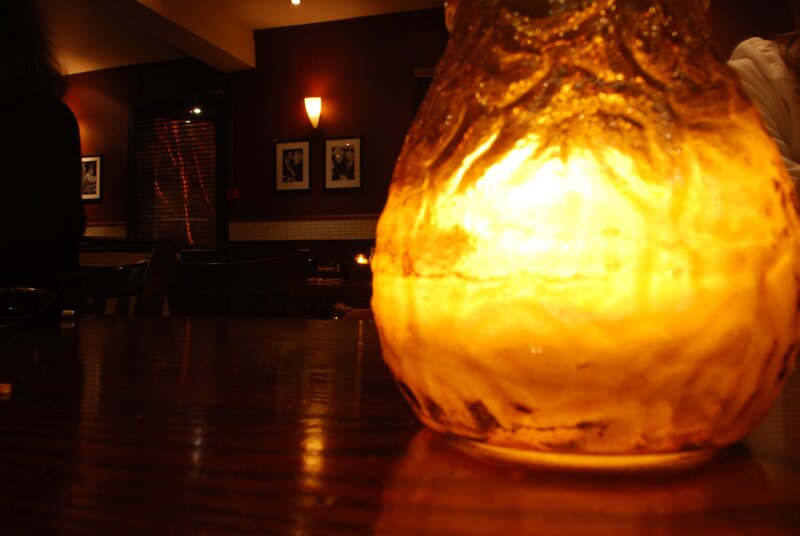 glowing lamp in a restaurant