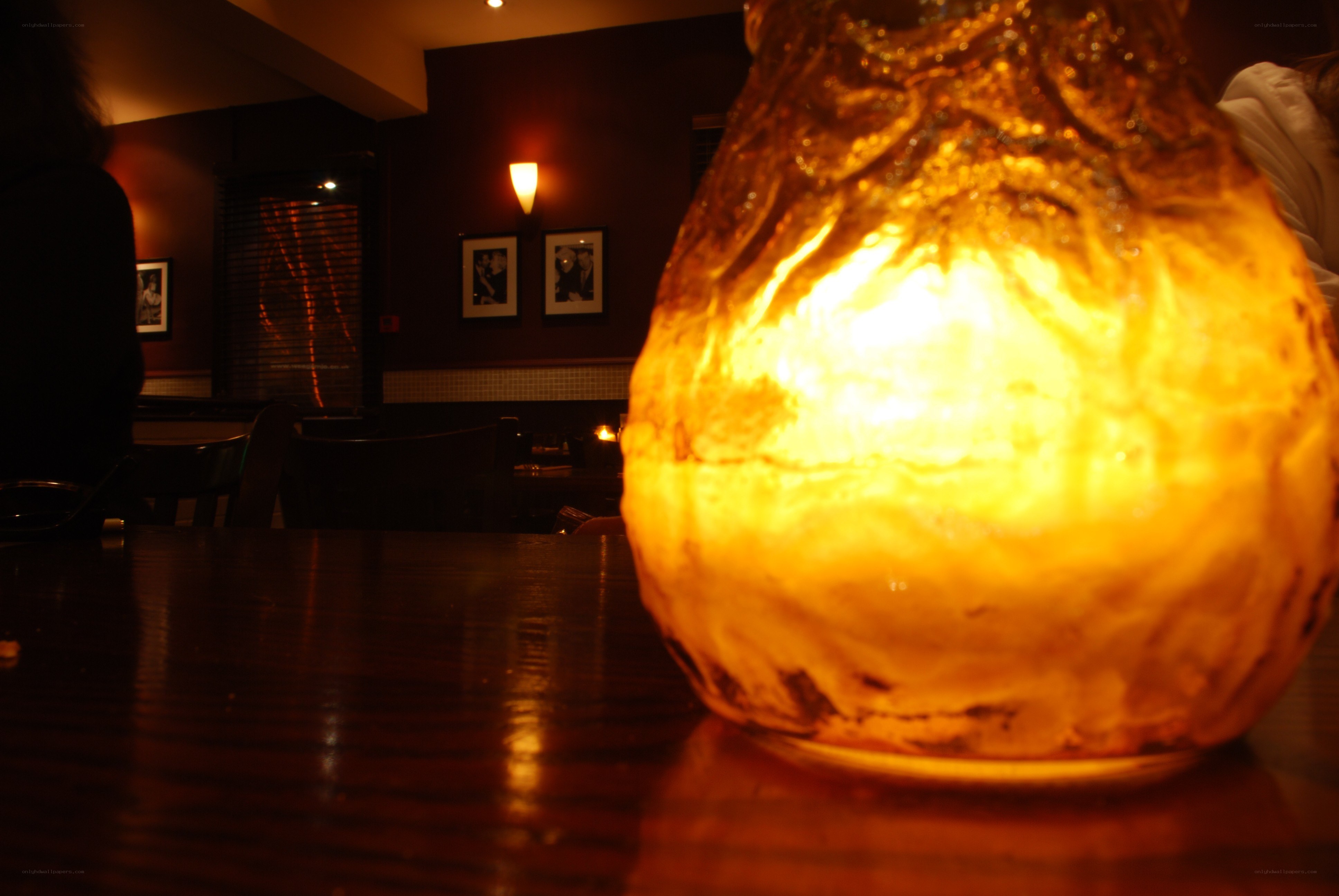 glowing lamp in a restaurant