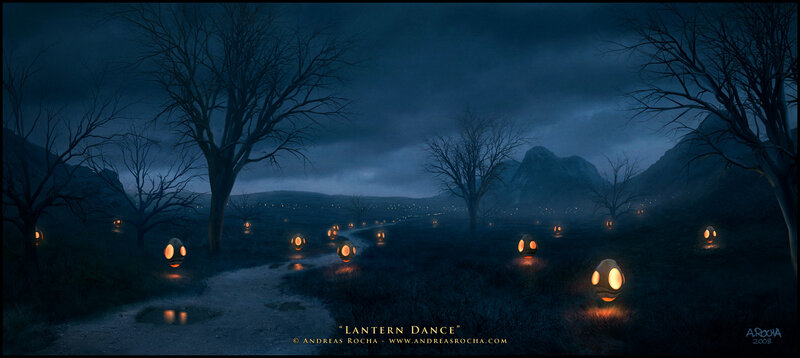 Glowing Lanterns in Field