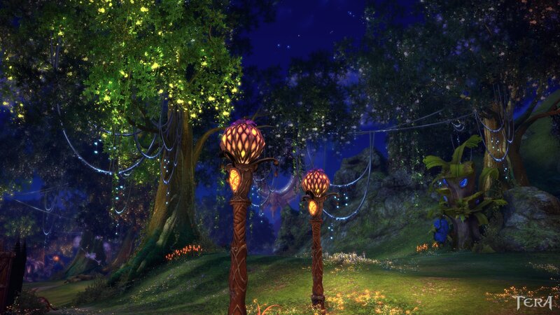 Glowing Lanterns in Forest