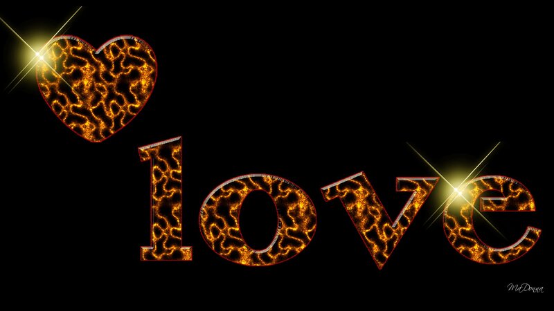 Glowing Lava Text and Heart
