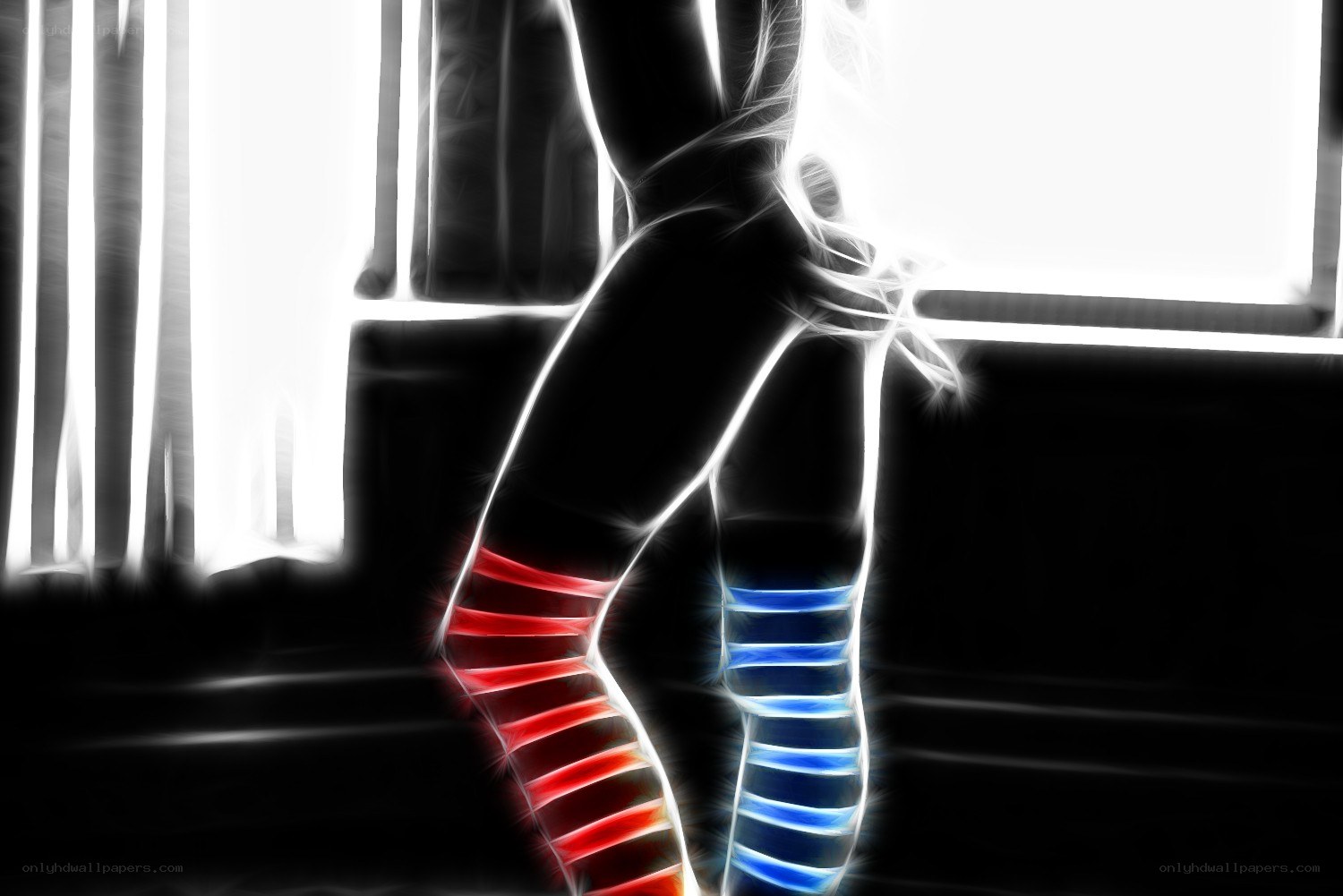 glowing legs in motion