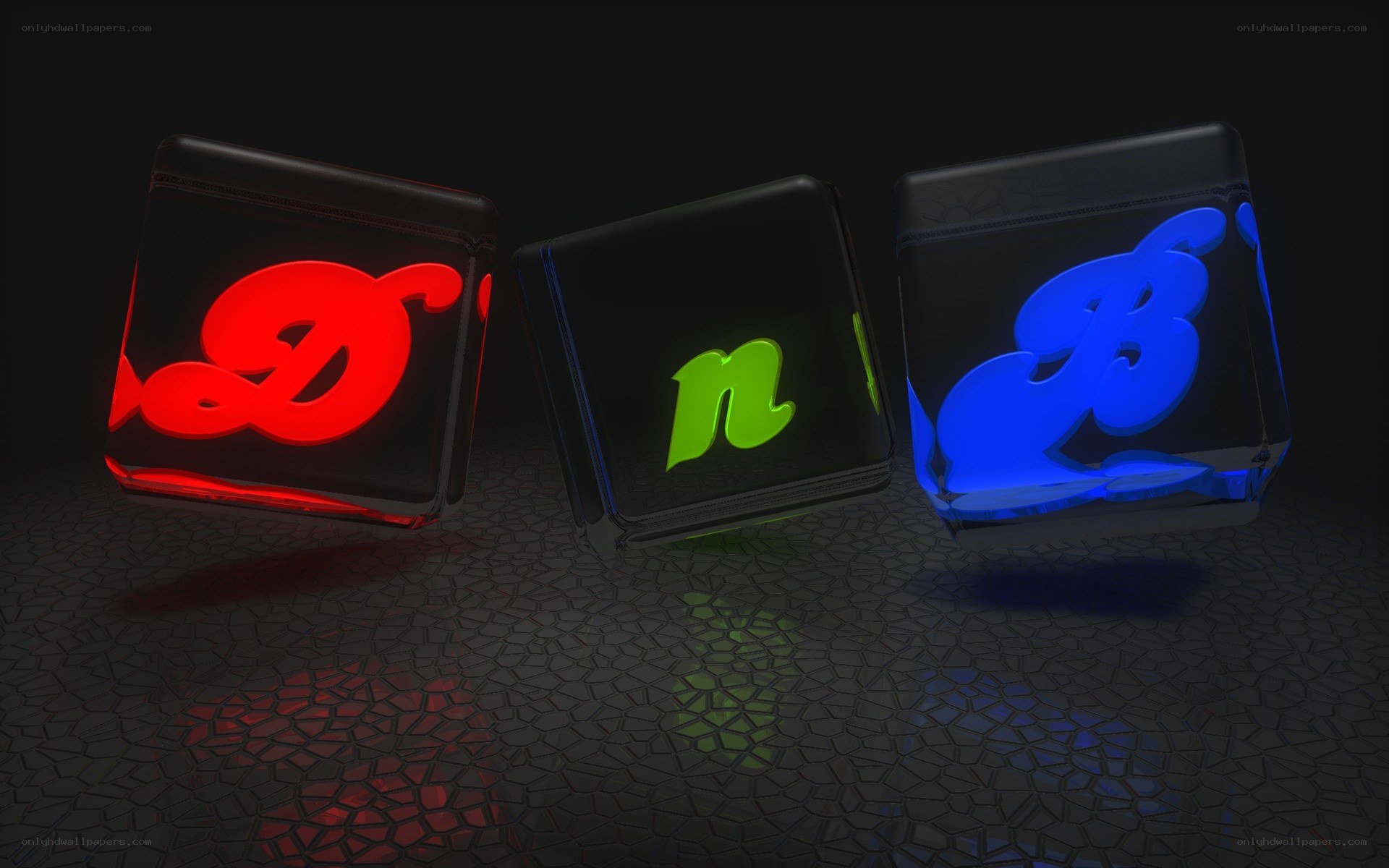 glowing letter cubes