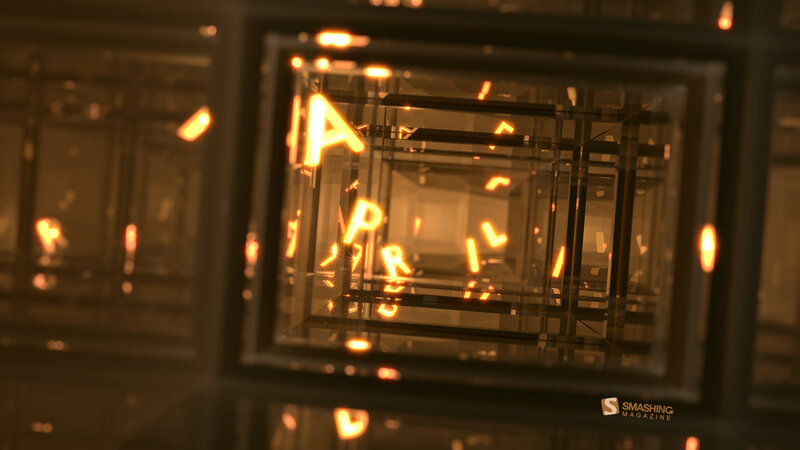 glowing letters in a glass cube