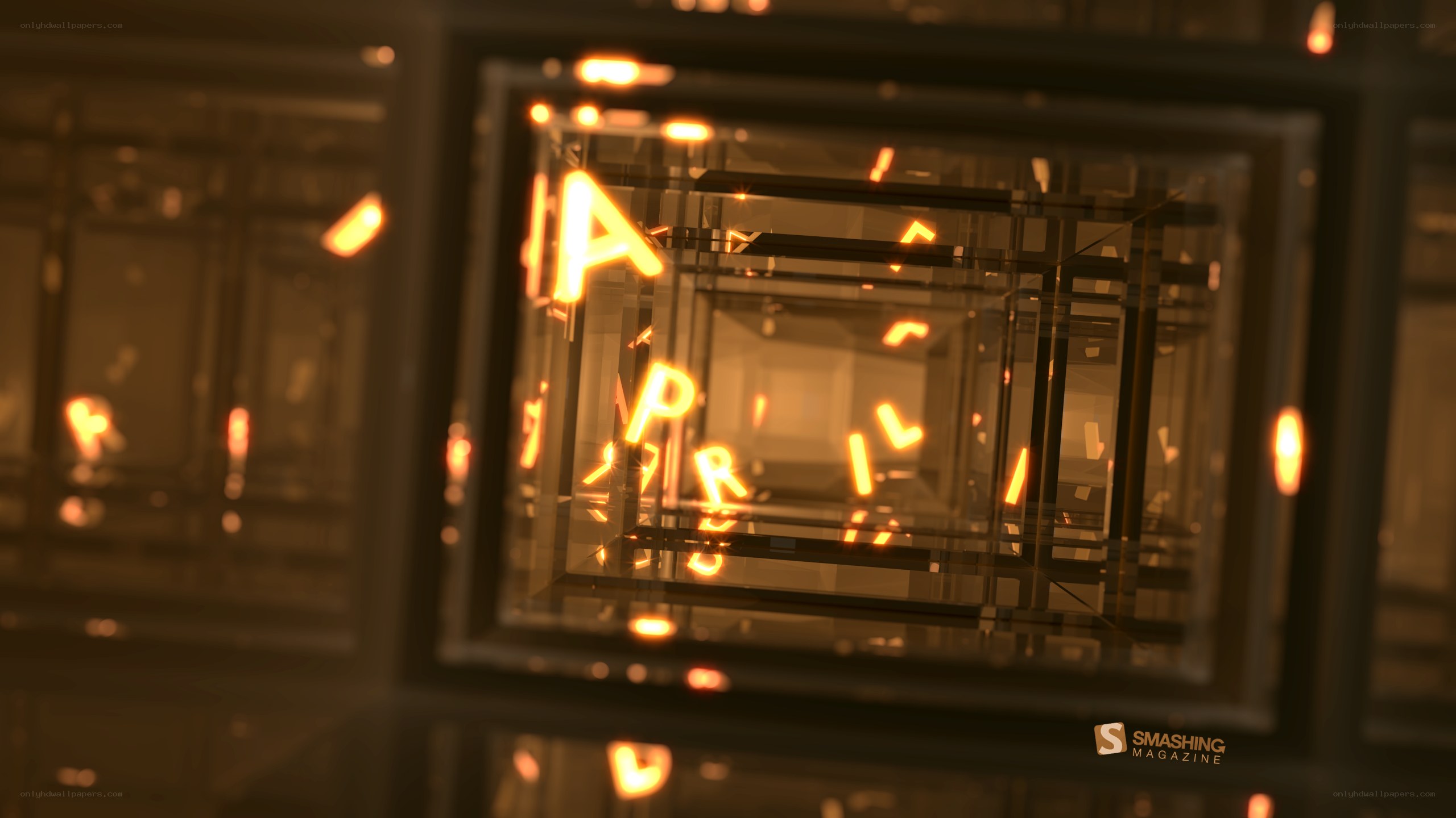 glowing letters in a glass cube