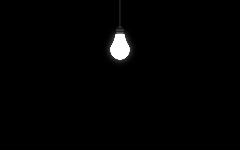 Glowing Light Bulb — Black, Dramatic, Night, Minimalist