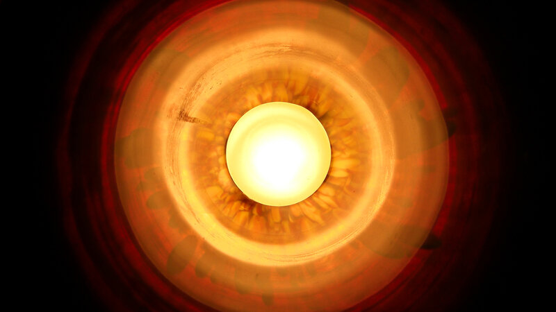glowing light bulb from below