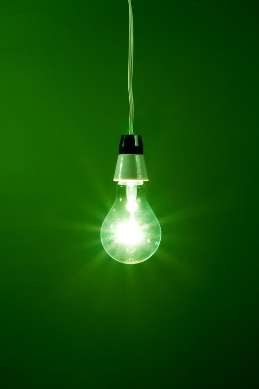Glowing Light Bulb — Green, Dramatic