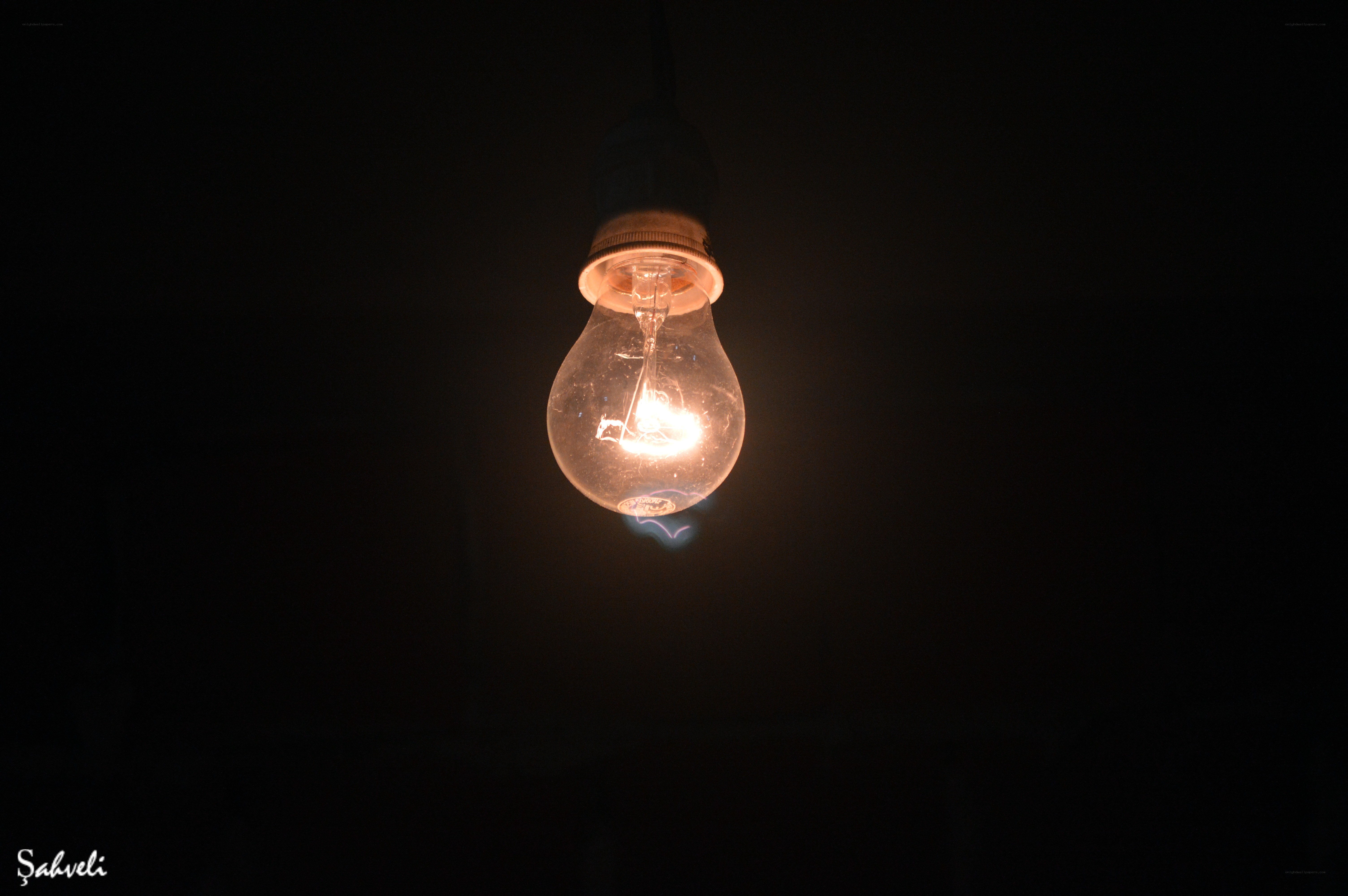 glowing light bulb in darkness