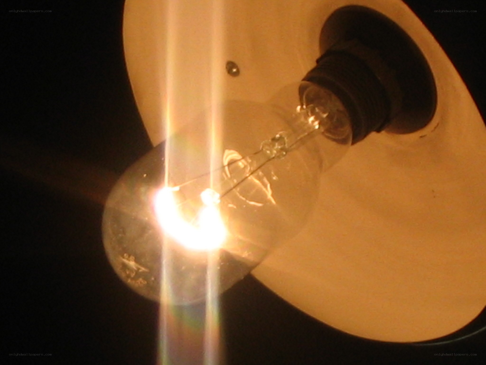 glowing light bulb in fixture