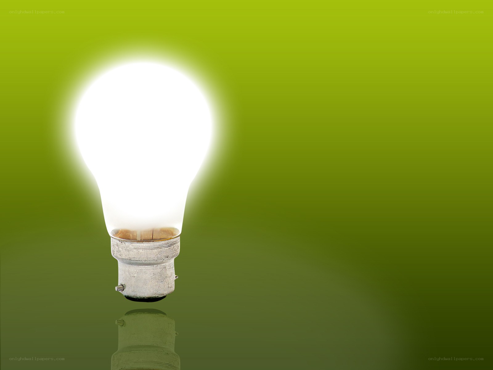 glowing light bulb on green