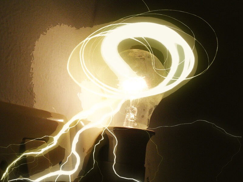 glowing light bulb with electrical effects