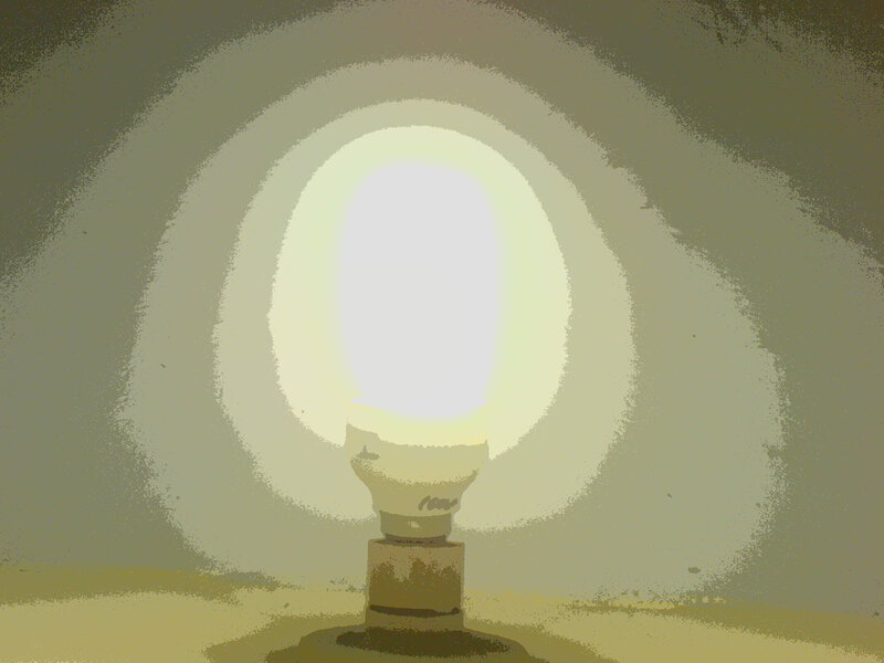 Glowing Light Bulb — Yellow, Dramatic, Photograph
