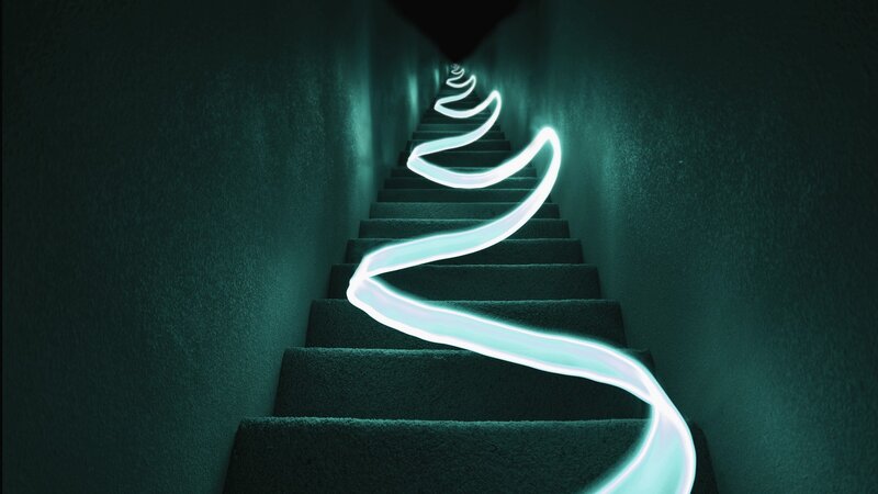 Glowing Light Trail on Stairs
