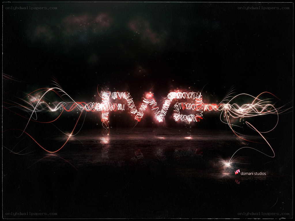 glowing light trails form letters