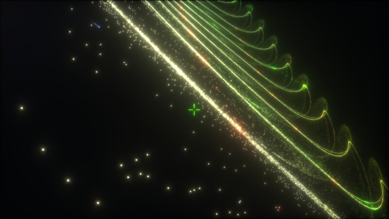 glowing light trails in space