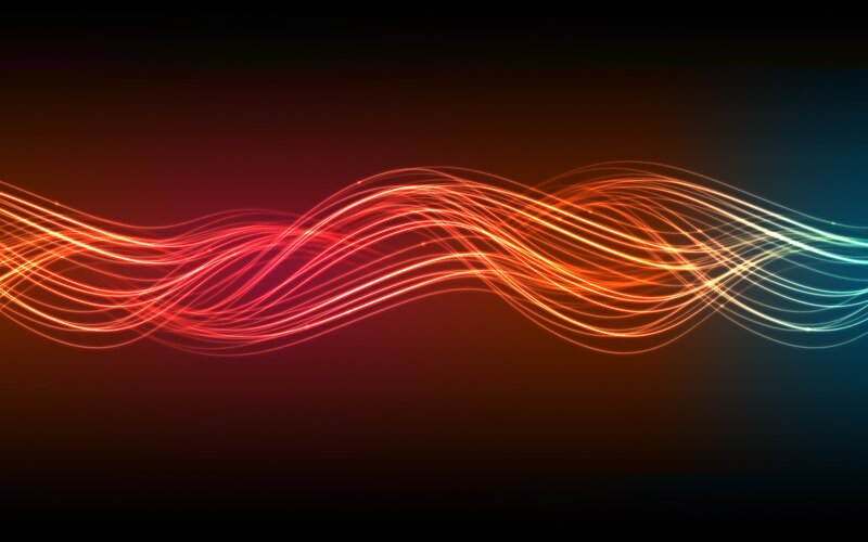 Glowing Light Waves — Red, Dynamic, Abstract