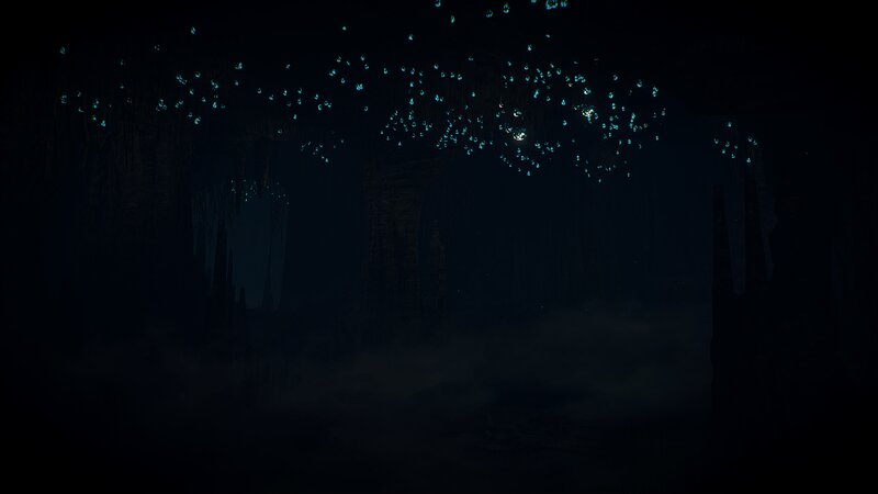 Glowing Lights in Cave