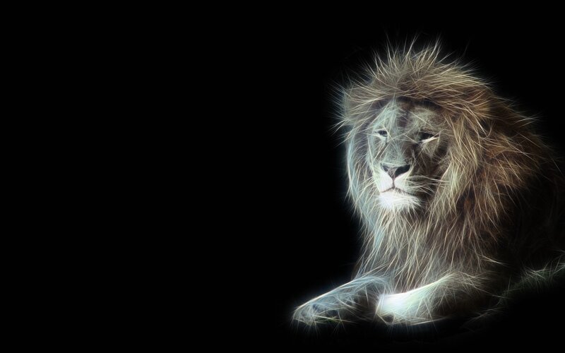 glowing lion on black background