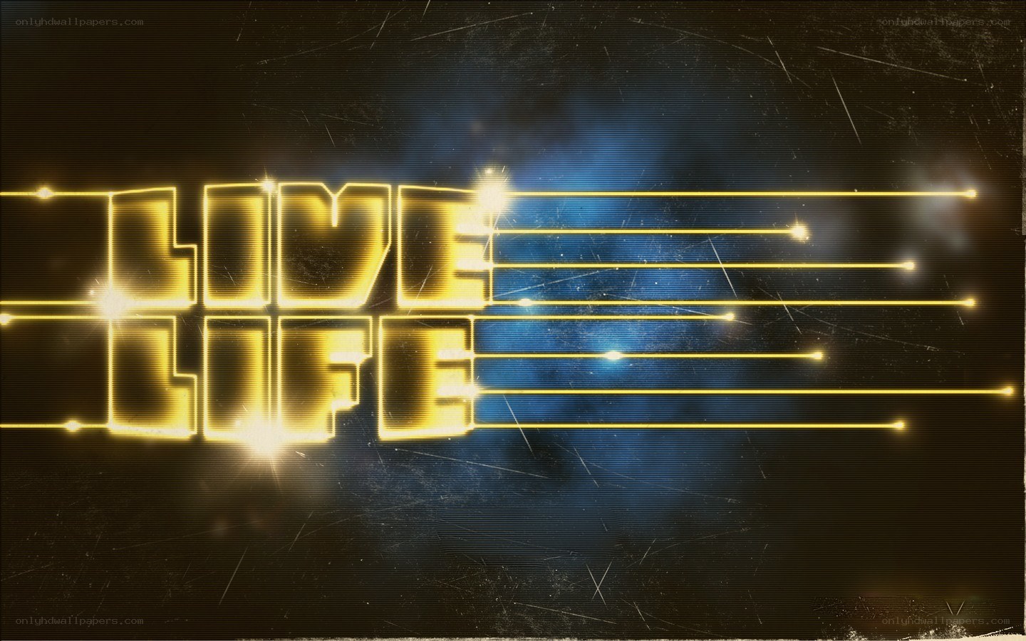 glowing live life text