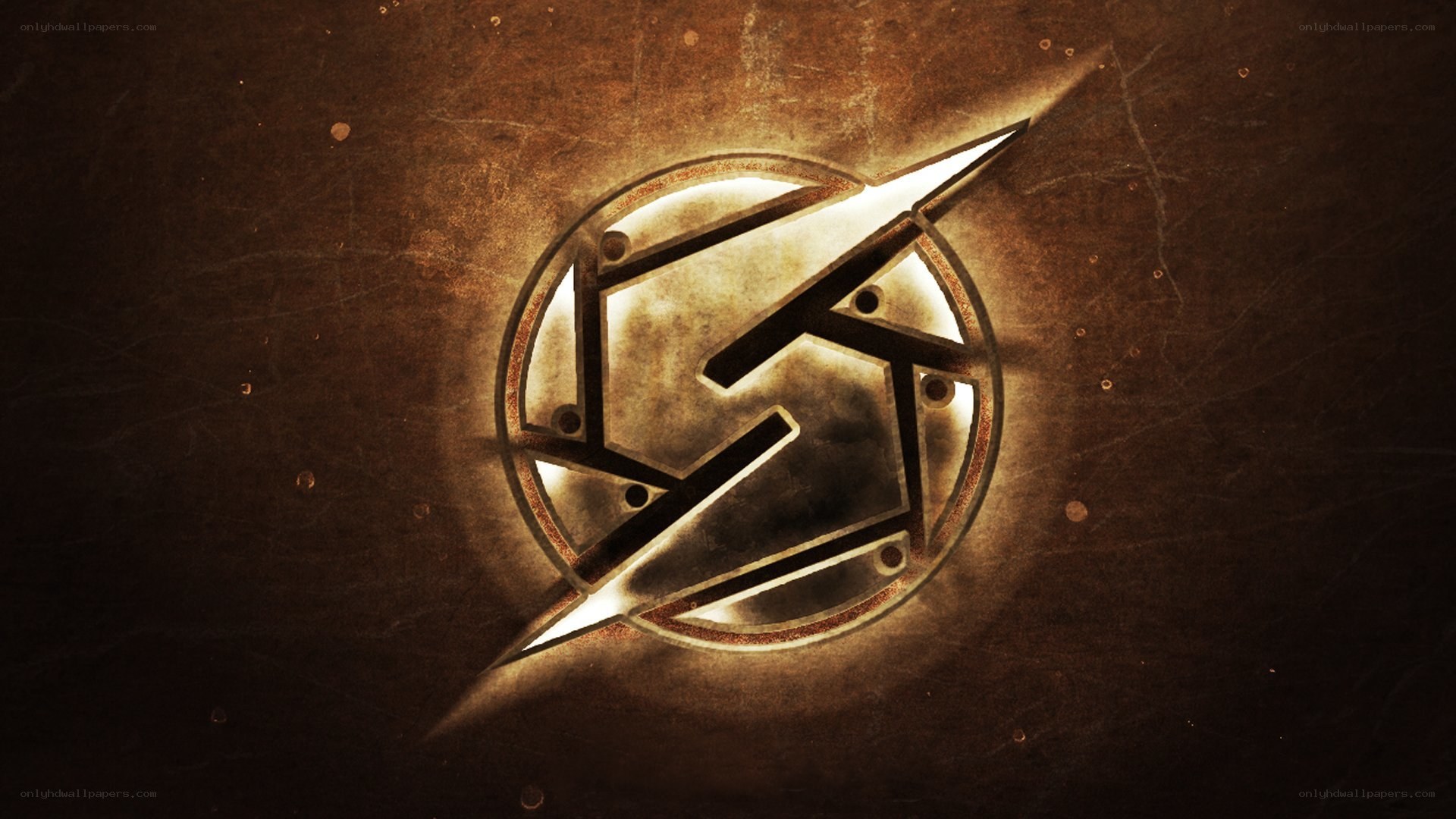 glowing logo on textured background