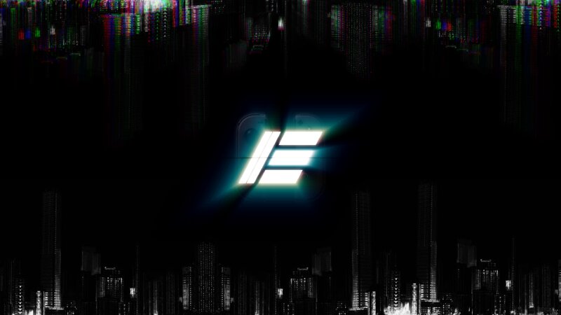 Glowing Logo over City — Black