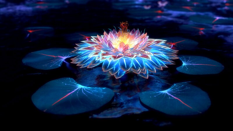 Glowing Lotus Flower — Blue