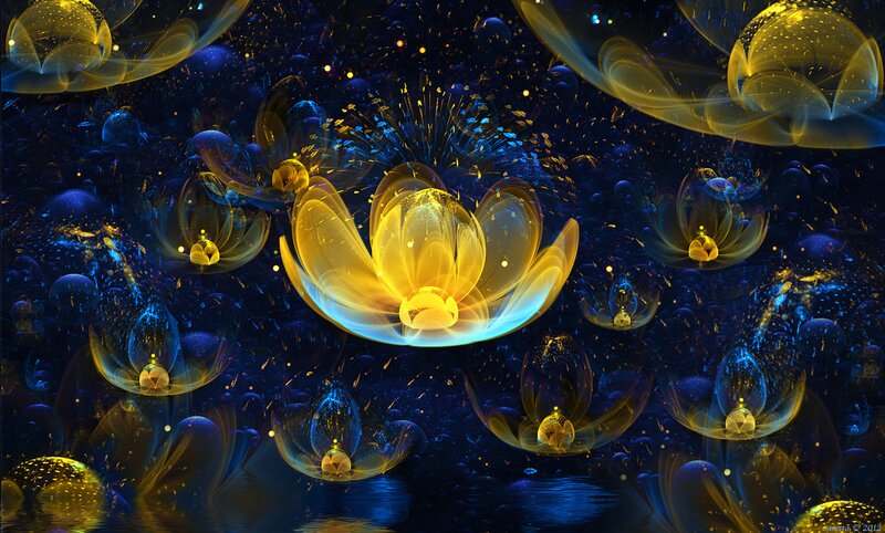 Glowing Lotus Flowers — Yellow