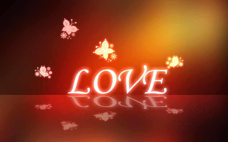 glowing love with butterflies