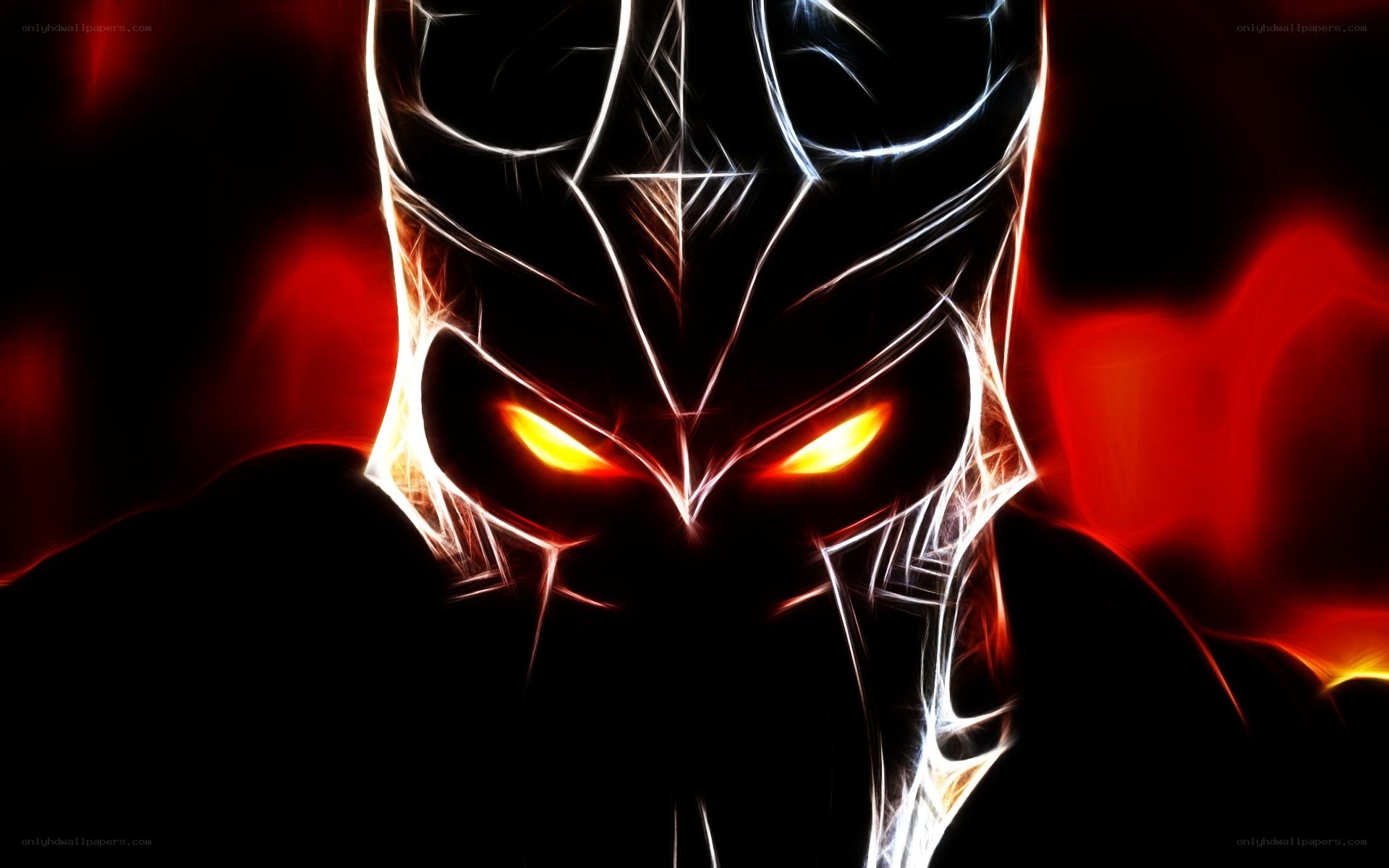 glowing masked figure