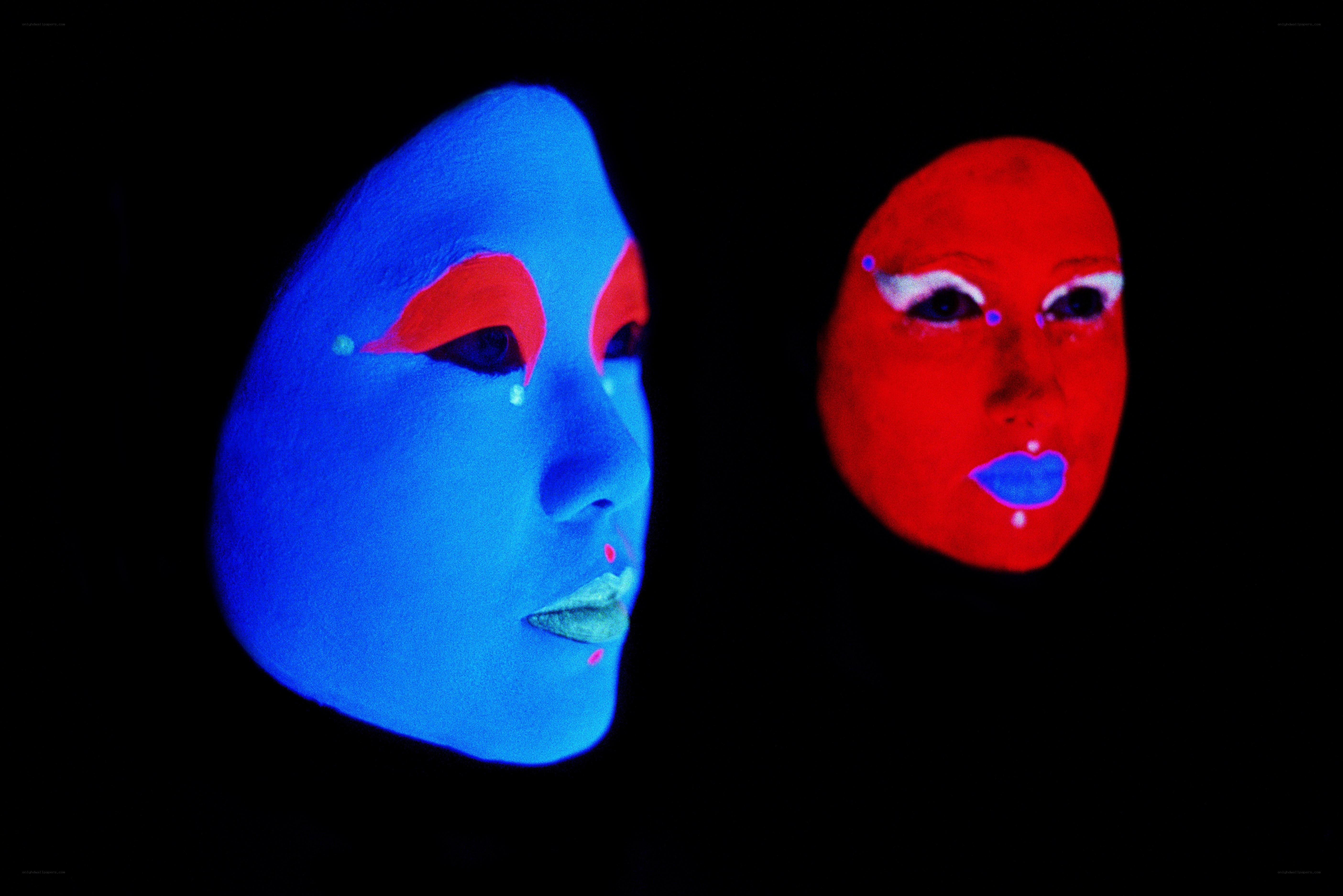 Glowing masks in dark