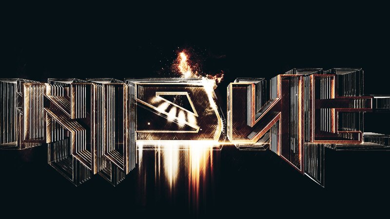 glowing metallic text with fire effect