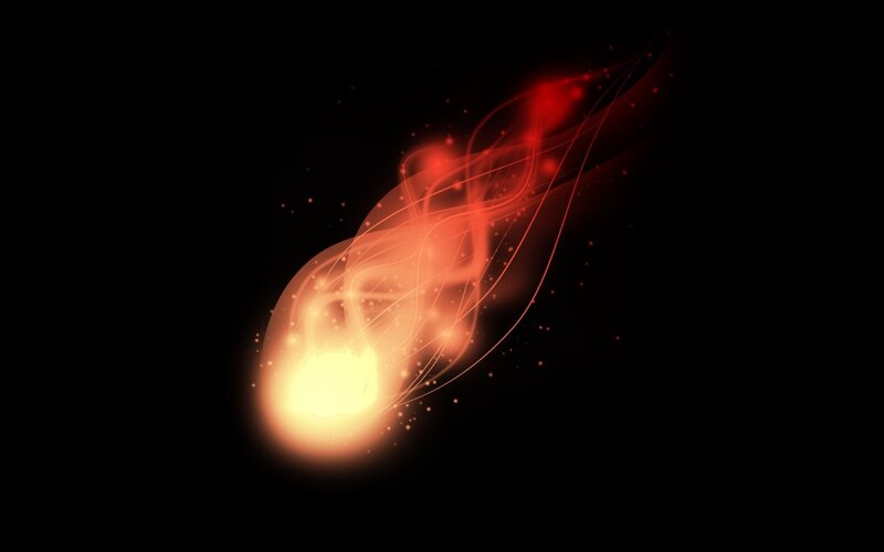 glowing meteor in space