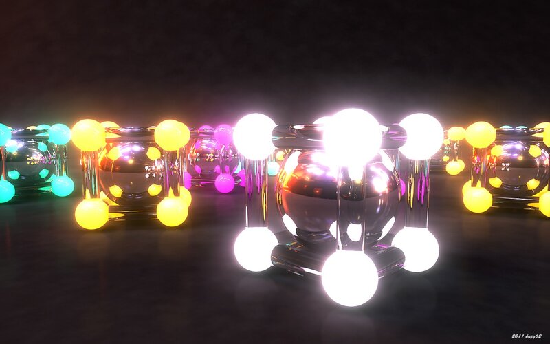 glowing molecular structures