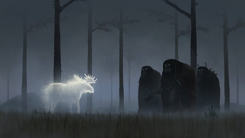 Glowing Moose in Forest