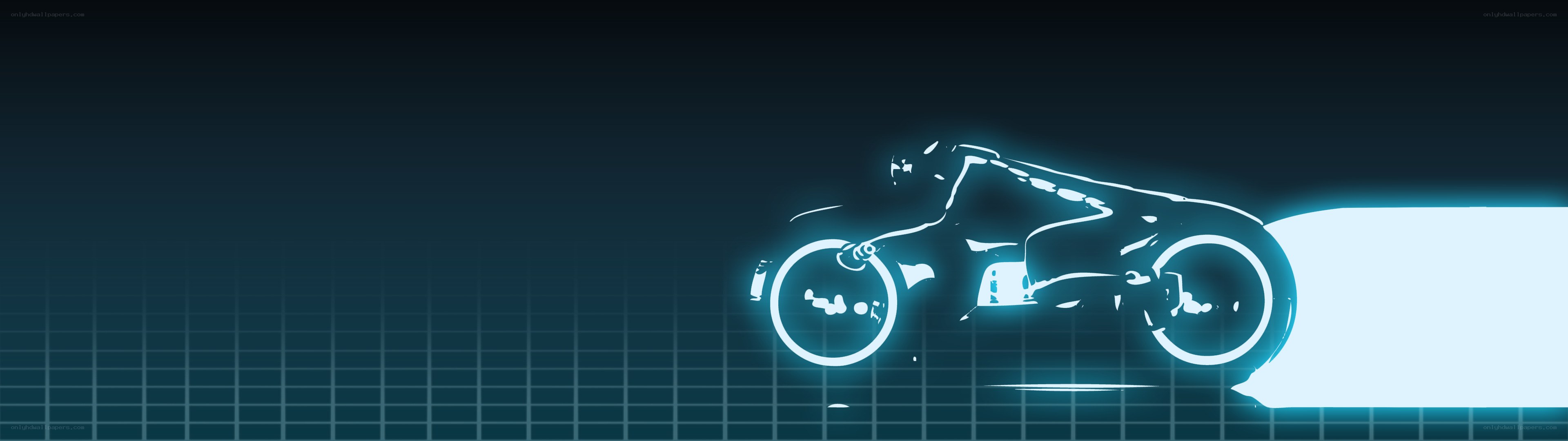 glowing motorcycle in digital world