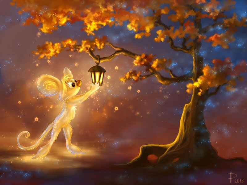 Glowing Mouse Holding Lantern